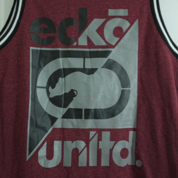 Ecko unltd Graphic Tank top burgundy red With Black Trim size S - Picture 6 of 6